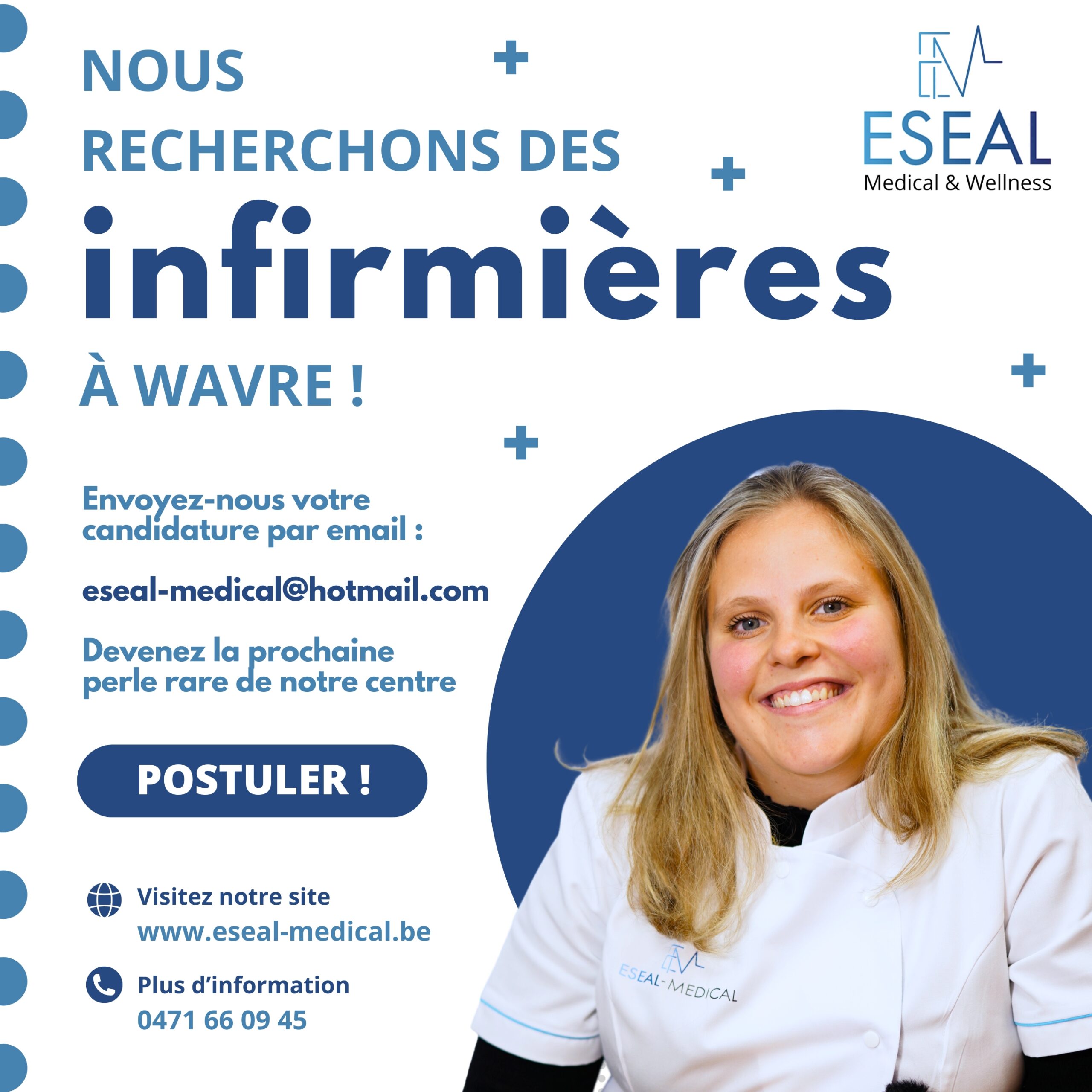 Red and White Clean and Bold Hiring Announcements Post scaled | ESEAL-MEDICAL, Centre médical à Wavre